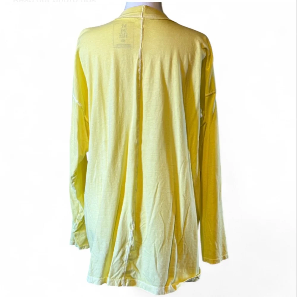 💛 We The Free Free People Yellow Long Sleeve Tee Size M Oversized Slouchy Top